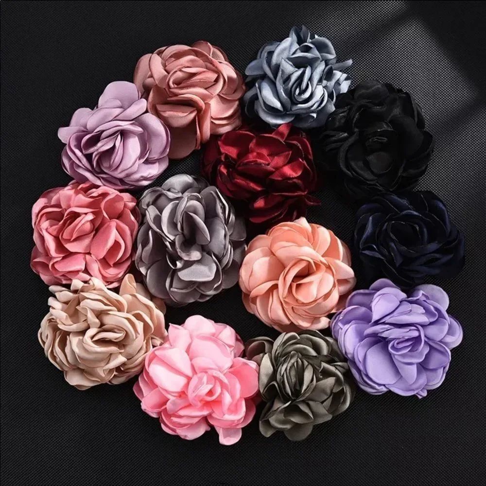 Satin Flowers Brooches Hair Clip Accessory - NWT